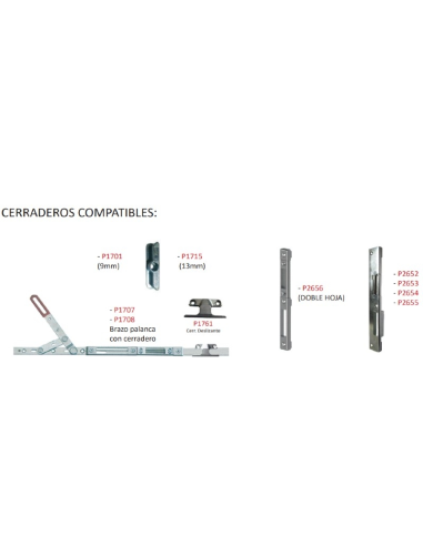 Cerradura Multipunto 92/28 mm 4 Bulones para PVC 2000-2200 mm | EN 12209
