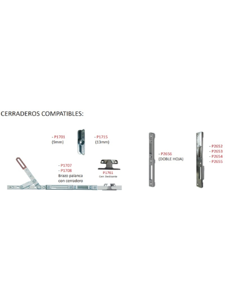 Cerradura Multipunto 92/28 mm 4 Bulones para PVC 2000-2200 mm | EN 12209