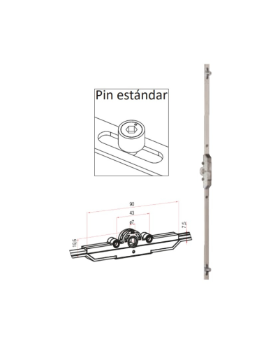 Cierre Multipunto Abatible P2730 | Herraje 210–280 mm, Eje 7.5 mm