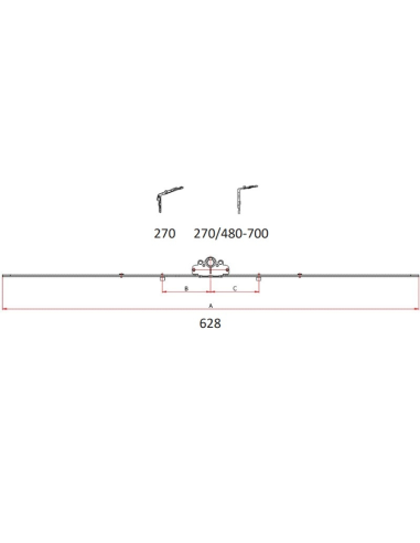 Cremona 30 mm Hausen P1080 con Bulón STD 480–700 mm | Herraje Oscilobatiente PVC