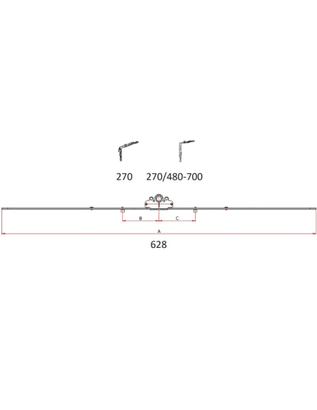 Cremona 30 mm Hausen P1080 con Bulón STD 480–700 mm | Herraje Oscilobatiente PVC