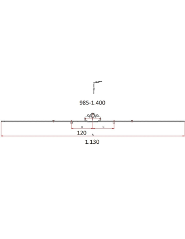 Cremona 30 mm Hausen P1084 con Bulón STD 985–1400 mm | Herraje Oscilobatiente PVC