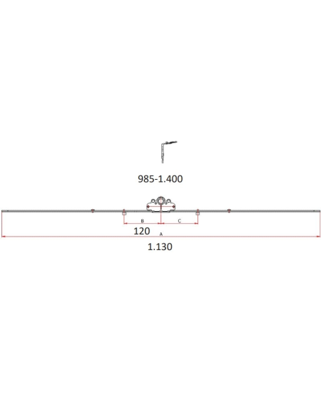 Cremona 30 mm Hausen P1084 con Bulón STD 985–1400 mm | Herraje Oscilobatiente PVC