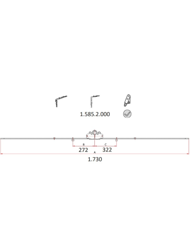 Cremona 30 mm Hausen P1087 para PVC con bulón STD (1585‑2000 mm)
