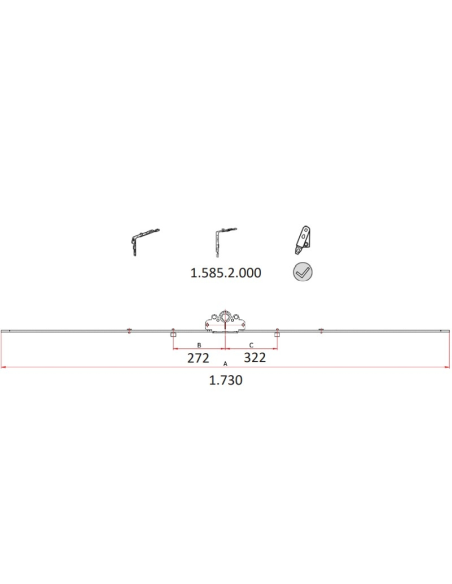 Cremona 30 mm Hausen P1087 para PVC con bulón STD (1585‑2000 mm)