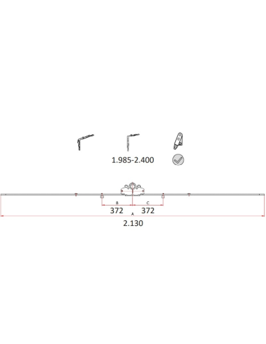 Cremona 30 mm Hausen P1088 para PVC con bulón STD (1985‑2400 mm)