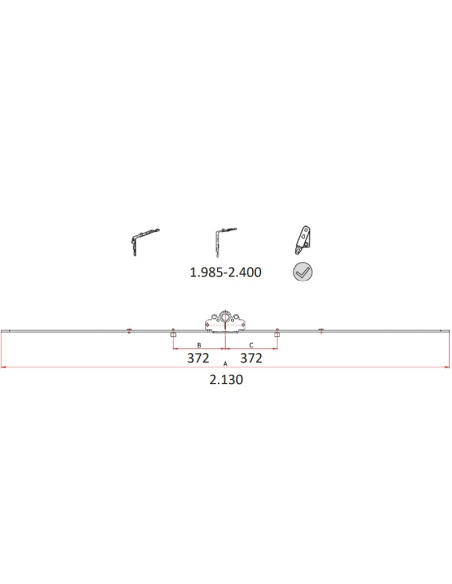 Cremona 30 mm Hausen P1088 para PVC con bulón STD (1985‑2400 mm)