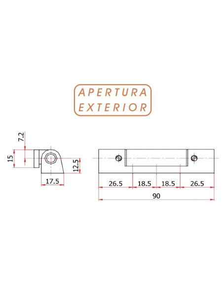 BISAGRA 90MM EXT. BLANCO 9016 BISAGRA 90MM EXT. BLANCO 9016