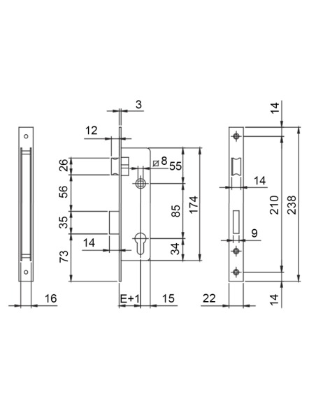 CERRADURA ISEO 741/35 S/CIL DESLIZANTE