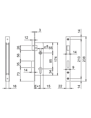 CERRADURA ISEO 741/35 C/30+30 NIQ RES+PA DESLIZANTE