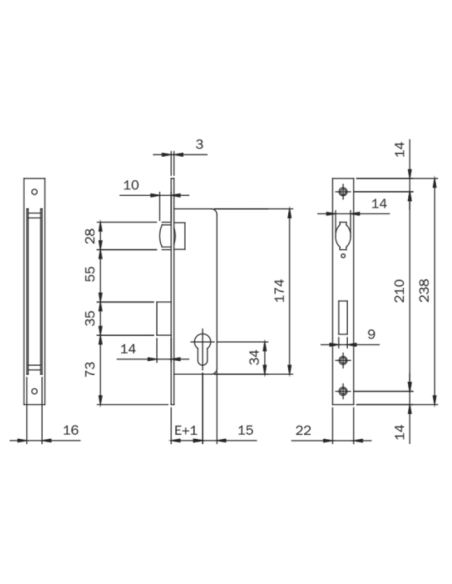 CERRADURA ISEO 743/25 RODILLO S/CILINDRO*