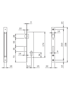 CERRADURA ISEO 743/30 RODILLO S/CILINDRO* 2