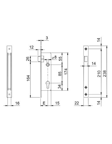 CERRADURA ISEO 749/35 S/CIL (SOLO RESBALON)