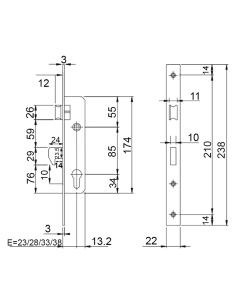 CERRADURA ISEO 74157/23 - SIN CILINDRO 2