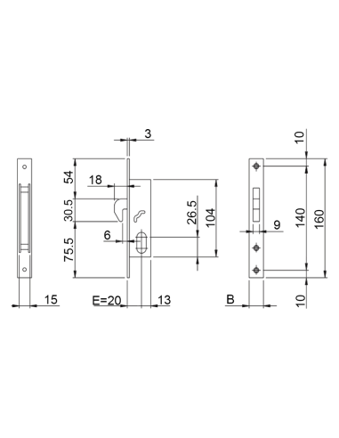 CERRADURA ISEO 768/20 CON CILINDRO 27+27  E:16MM CORREDERA