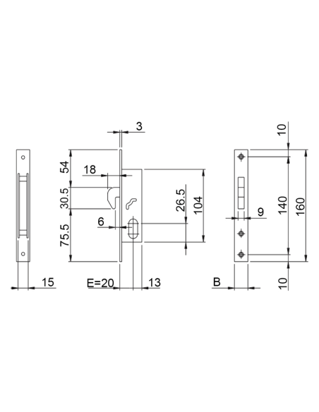 CERRADURA ISEO 768/20 CON CILINDRO 27+27  E:16MM CORREDERA