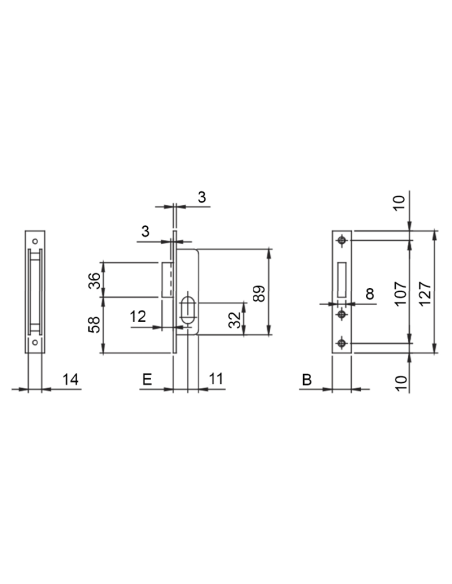 CERRADURA ISEO 760/15 SIN CILINDRO FRT.20