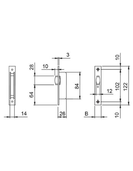 CERRADURA ISEO 764/00 SOLO RODILLO FRENTE 16MM - SIN CILINDRO