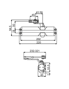 CIERRAPUERTAS DORMA TS68 SIN RETENCION (2-4) PLATA 2