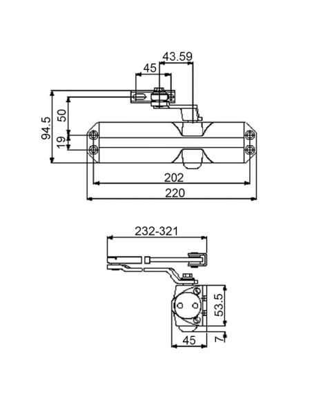CIERRAPUERTAS DORMA TS68 SIN RETENCION (2-4) PLATA