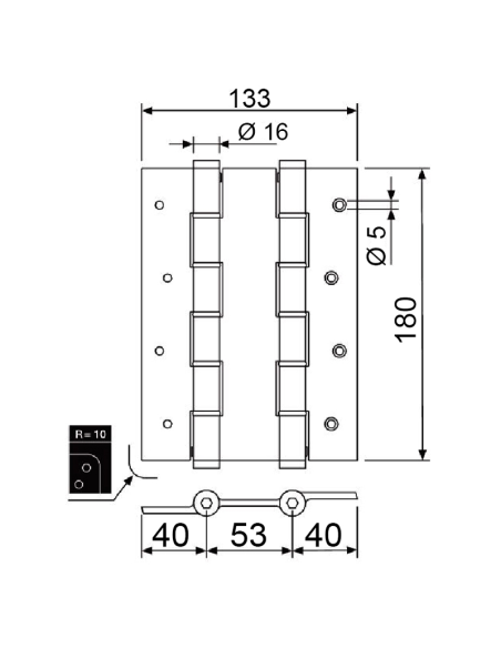 BISAGRA JUSTOR VAIVEN 3 CUERPOS DA180 ORO (2 Pzs)