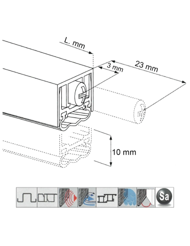 BAJOPUERTAS AUTOMATICO ALUMINIO 20MM 500MM