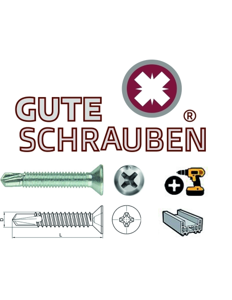 Tornillo Autotaladrante Gute Schrauben 7504-P 4,8 x 80 Inoxidable. Caja x 1000und