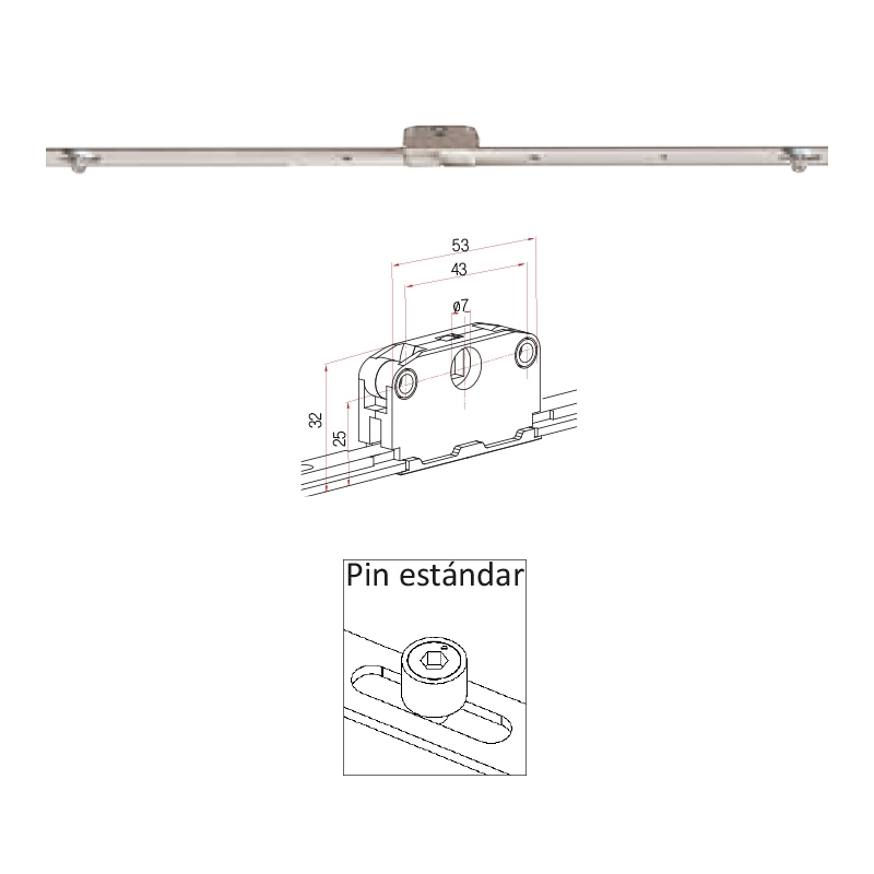 CIERRE MULT. ABAT. 25MM ESTANDAR 280MM