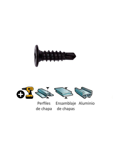 TORNILLO PUNTA BROCA 4,2X23 PH2 ZINCADO NEGRO