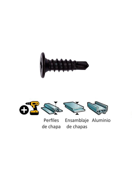 TORNILLO PUNTA BROCA 4,2X23 PH2 ZINCADO NEGRO