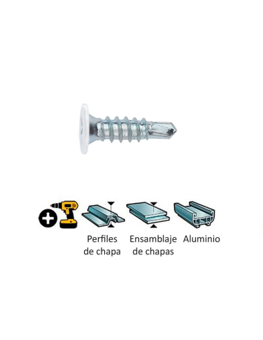 TORNILLO PUNTA BROCA 4,2X14 PH2 CABEZA BLANCA