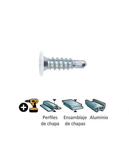 TORNILLO PUNTA BROCA 4,2X14 PH2 CABEZA BLANCA