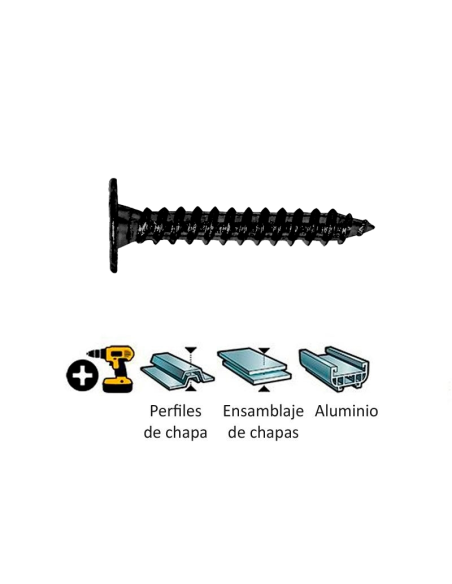 TORN. P/CIERRE ROSCA HILO 4,2X13 ZINC NEGRO CABEZA PLANA TORN. P/CIERRE ROSCA HILO 4,2X13 ZINC NEGRO CABEZA PLANA