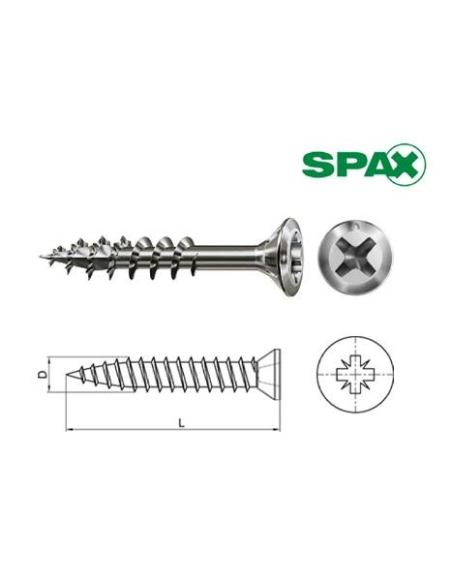Tornillo SPAX FEX-KS 4,0 X 30 WIROX Rosca HI-LO Cincado Caja x 1000 Tornillo SPAX FEX-KS 4,0 X 30 WIROX Rosca HI-LO Cincado Caja x 1000