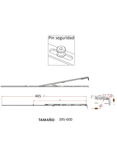 Compás Oscilobatiente 395–600 mm con Bulón de Seguridad | Hausen P1100 | PVC