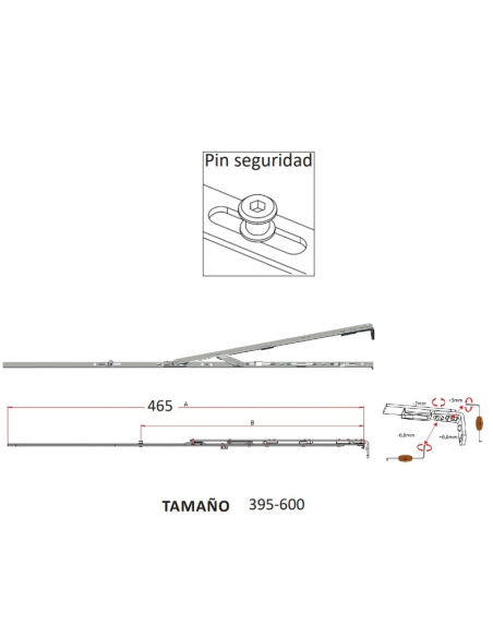 Compás Oscilobatiente 395–600 mm con Bulón de Seguridad | Hausen P1100 | PVC