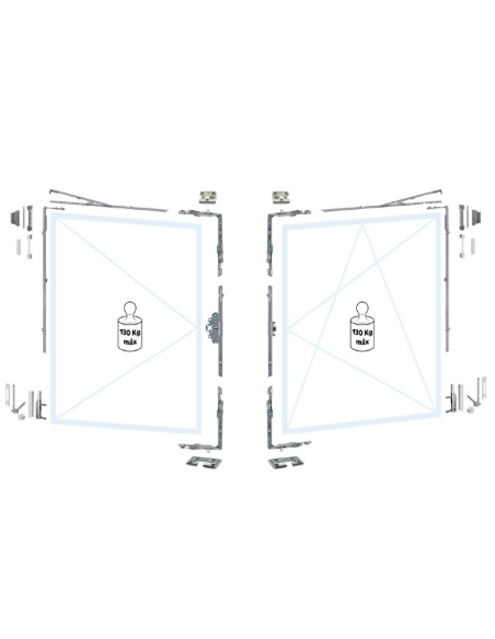 Compás Oscilobatiente 395–600 mm con Bulón de Seguridad | Hausen P1100 | PVC