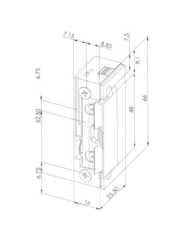 Abrepuertas Eléctrico Dorcas 99–2NDF | Multivoltaje 12–24V DC y Diseño Compacto de 16 mm