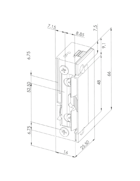 Abrepuertas Eléctrico Dorcas 99–2NDF | Multivoltaje 12–24V DC y Diseño Compacto de 16 mm