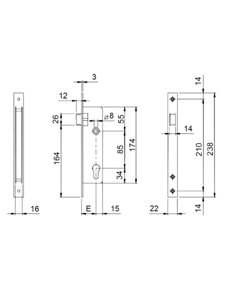 CERRADURA ISEO 749/25 S/CIL (SOLO RESBALON)