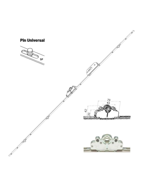 Cremona de 15 mm. con cerrdadura + llave con bulon Universal Cremona de 15 mm. con cerrdadura + llave con bulon Universal