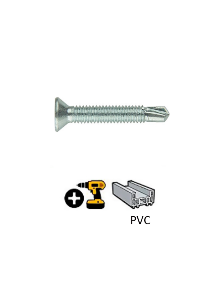 Tornillo DIN 9765 PVC M-4 x 13  Rosca Metrica, Broca de Cincado x 1000