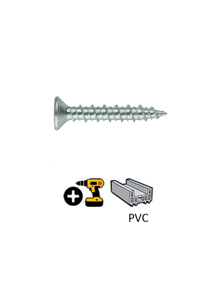 Tornillo DIN 9670 PVC 3,9 X 25  Rosca HI-LO Cincado Caja x 1000