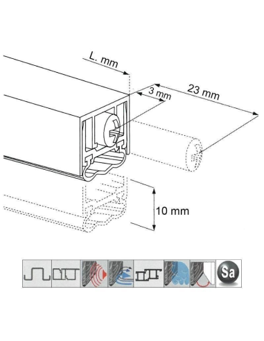 BAJOPUERTAS AUTOMATICO ALUMINIO 20MM 1000MM