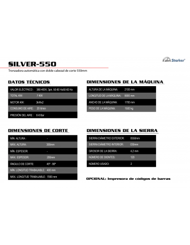 Silver-550 | Tronzadora Automática para Aluminio y PVC - Precisión y Potencia
