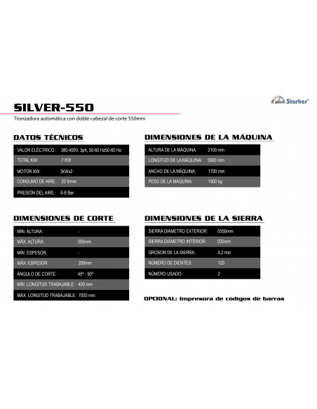 Silver-550 | Tronzadora Automática para Aluminio y PVC - Precisión y Potencia