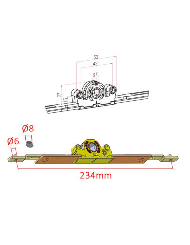 ADAPTADOR OB TRANSMISION E:22mm CUADRADILLO 7mm