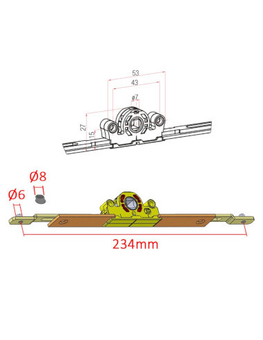 ADAPTADOR OB TRANSMISION E:25mm CUADRADILLO 7mm