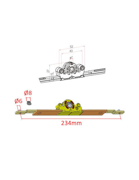 ADAPTADOR OB TRANSMISION E:25mm CUADRADILLO 7mm ADAPTADOR OB TRANSMISION E:25mm CUADRADILLO 7mm