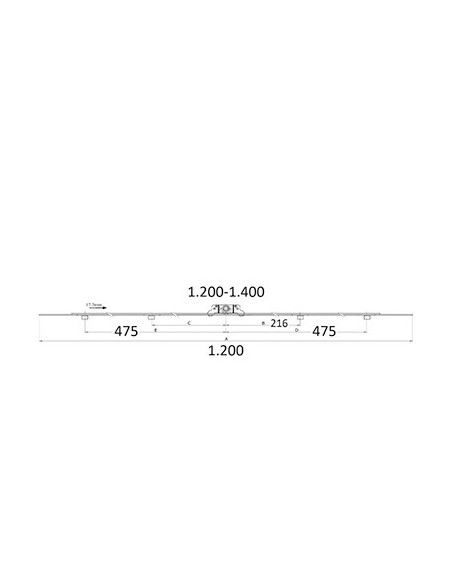 Cierre Multipunto Abatible P2724 | Caja 15 mm | 10 Puntos de Cierre | 1200–1400 mm